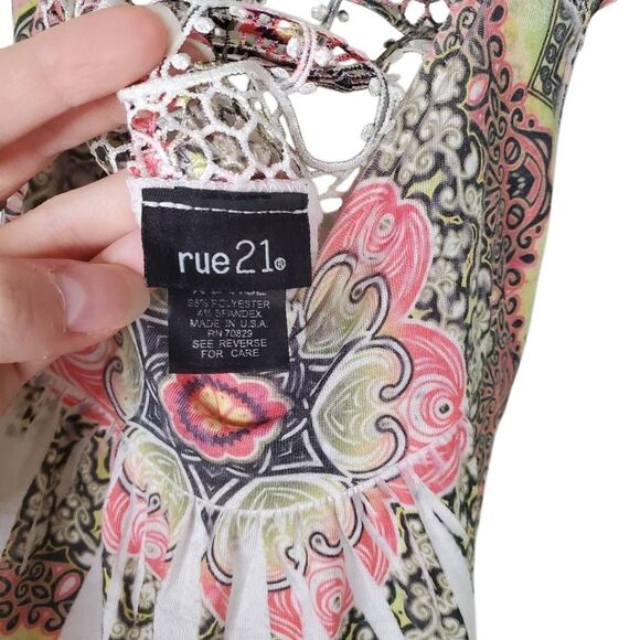Rue 21 Mandala Print Crochet Back Sleeveless Boho Tunic Top Multicolor XL - Picture 7 of 11